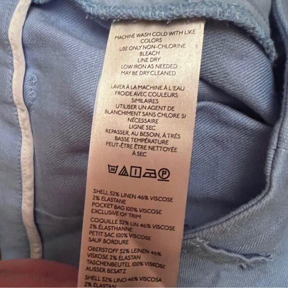 Anthropologie New Maeve Avery Pleated Trouser Shorts Linen Blend Light Blue US 8 - Picture 14 of 15